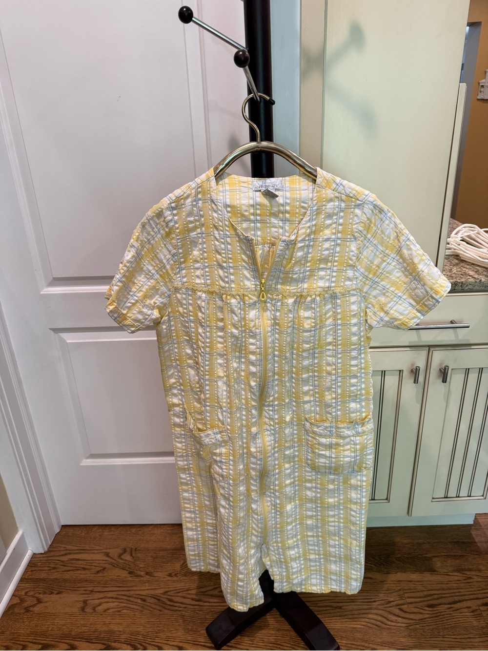 Yellow & White Plaid Short-Sleeve Dress